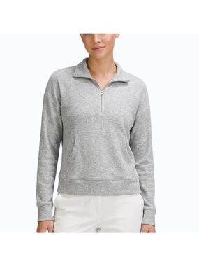 Market & Spruce Half Zip Pullover Gray Heather Knit Women Size Large NWT